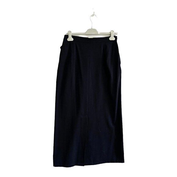 Vintage 90s, Y’s Yohji Yamamoto Dark Navy wool midi‎ skirt, Size L - Picture 2 of 13